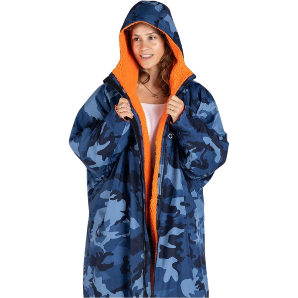 2025 Dryrobe Advance Langärmliges Wickelkleid Robe V3 DALSV3 - Blue Camo / Orange